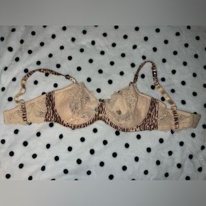 Beige and cheetah print lacy bra.
